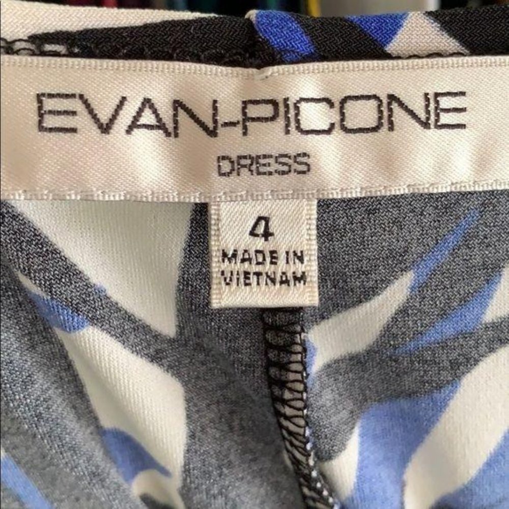 Evan Picone Black White Blue Ring Front Dress - Picture 6 of 8